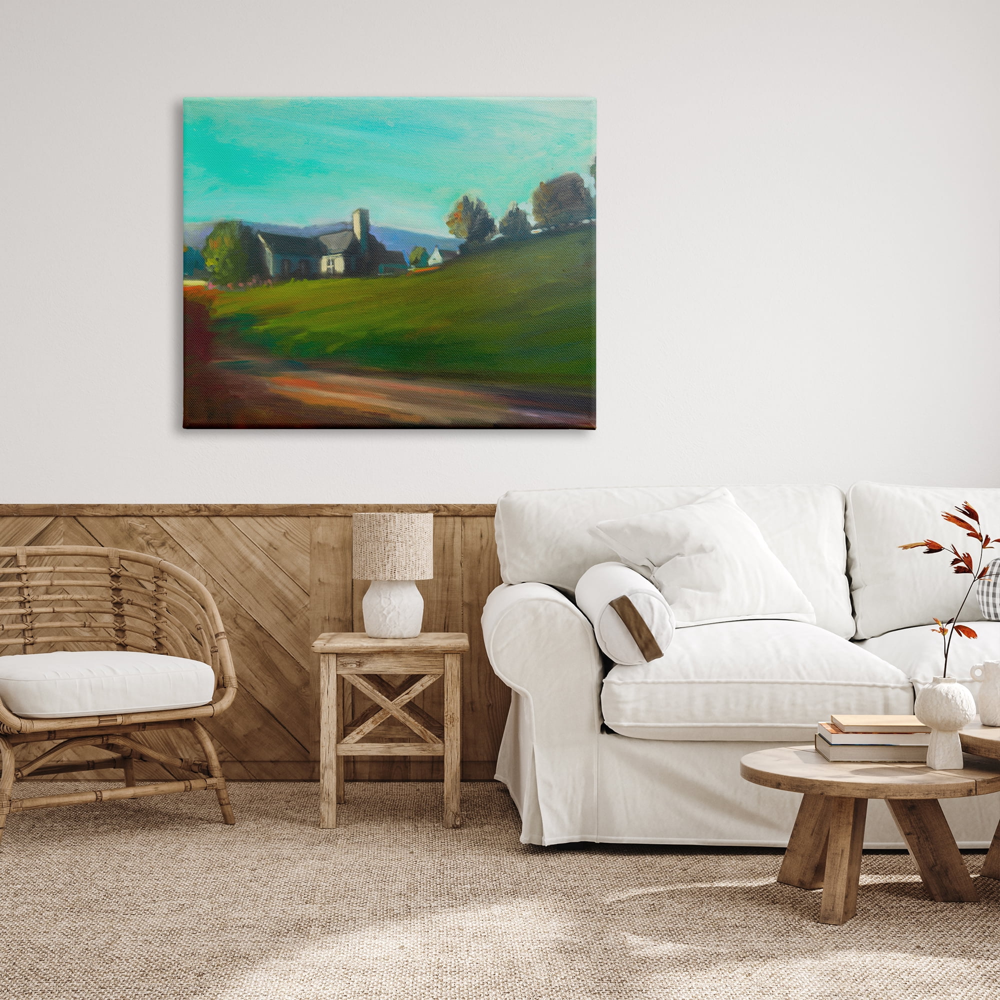 Stupell Industries Rural House Landscape Nature Painting Gallery Wrapped Canvas Print Wall Art, 48 x 36