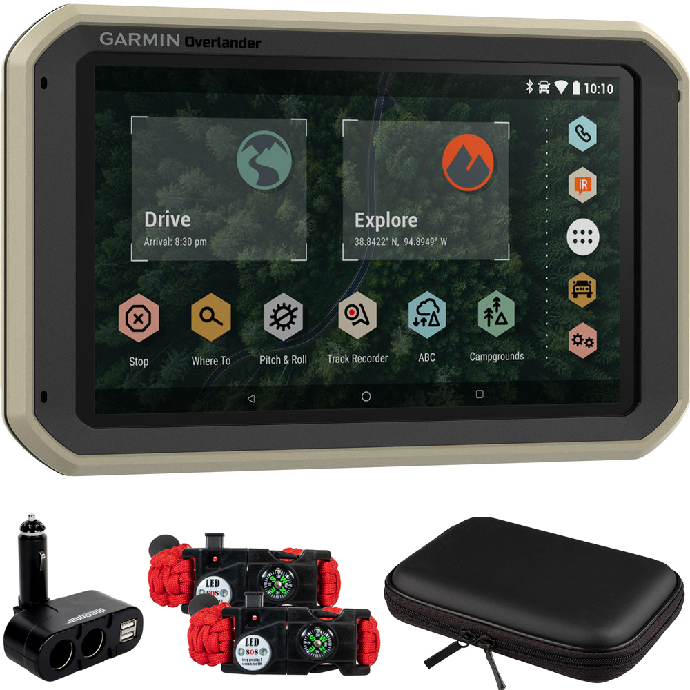Garmin 0100219500 Overlander On/OffRoad Navigator GPS with BuiltIn Bluetooth Bundle with 2x