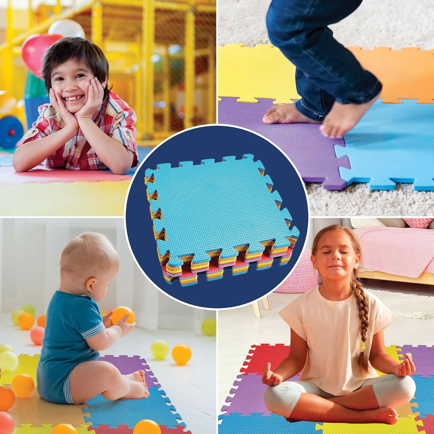 MEDca One Size Multicolor EVA Interlocking Floor Play Mats for Kids, 10-Piece