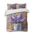 thumbnail image 2 of Lavender King Size Down Alternative Comforter, Lightweight Comforter Quilt Bedding Set with Pillow Shams Spring Floral Purple Watercolor Vintage All Seasons Bed Comforter Duvet Insert 96"x106", 2 of 7