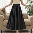 thumbnail image 1 of Vedolay Midi Skirt for Womens Summer Casual Flowy Ruffled Hemline Long Skirt,Black One Size, 1 of 5