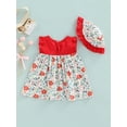 thumbnail image 4 of Liacowi Toddler Baby Girls Summer Boho Dress Ruffle Sleeveless Tutu Sundress Party Dresses + Bucket Hat, 4 of 9