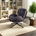 thumbnail image 6 of Jopath 360° Swivel Office Chair, Modern Chenille Chair with Faux Leather and Black Metal Base Frame, Accent Chair for Small Spaces, Living Room, Bedroom, Reading Corner, Office, Dark Gray, 6 of 11