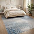 thumbnail image 3 of ODIKA 8'x10' Ultra-Soft Area Rug, Tan Navy Teal Abstract Geometric Grid Neutral Watercolor Motif None Washable, Bare feet friendly, Silk-Touch for Bedroom, Under Sectional, 3 of 7