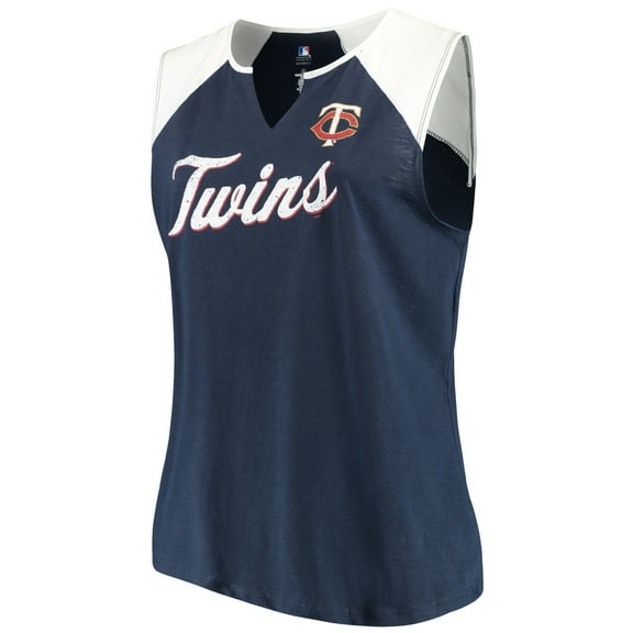 Women's Majestic Navy/White Minnesota Twins Plus Size Shutout Supreme Sleeveless Muscle Tank Top