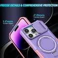 thumbnail image 3 of ELEHOLD Rugged Case for iPhone 15 Pro with Sliding Camera Lens Cover Rotation Ring Holder Stand Function Compatible with MagSafe Shockproof Cover for iPhone 15 Pro 6.1 Inch - Purple, 3 of 10
