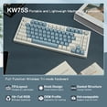 thumbnail image 2 of RECCAZR KW75S Wireless Mechanical Keyboard, GASKET Hot-swappable Gaming Keyboard, Bluetooth/2.4GHz/USB-C, 81Keys, RGB Backlit (White Blue, Gateron G-pro Yellow Switch), 2 of 9