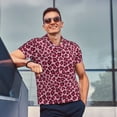 thumbnail image 4 of Balery Rose Leopard Print Camisa Polo de Hombre con Estampado, de Manga Corta y Tejido Medio, Camisa Tipo Golf Polo-Small, 4 of 6