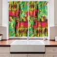 thumbnail image 2 of Ambesonne Abstract Expressionist Kitchen Curtains, Surreal Tone, 55"x45", Magenta Green, 2 of 3