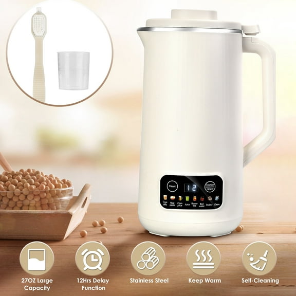 Zorpupoa 600W 800ml/27OZ Nut Milk Maker with 12Hours Delay Function Automatic Soy Milk Maker Machine for Homemade Soya Milk Rice Paste Juice Corn Juice Flower Tea Boil Water Self-Cleaning Keep Warm