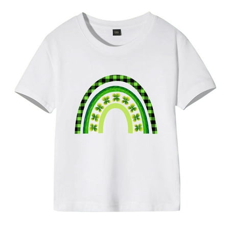 

KUNKASA 2024 Boys Girls T-Shirts Toddler Streetwear Festival Summer Short Sleeve Leaf Prints Soft Children Fashion Clothes Tops 4-5 Years
