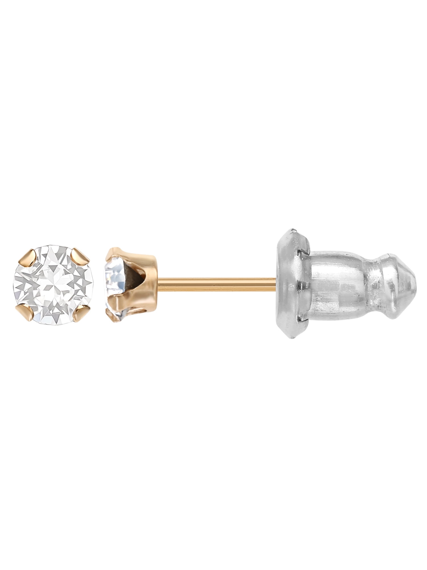 Brilliance Fine Jewelry Girl’s 14K Yellow Gold April Crystal Stud Earrings