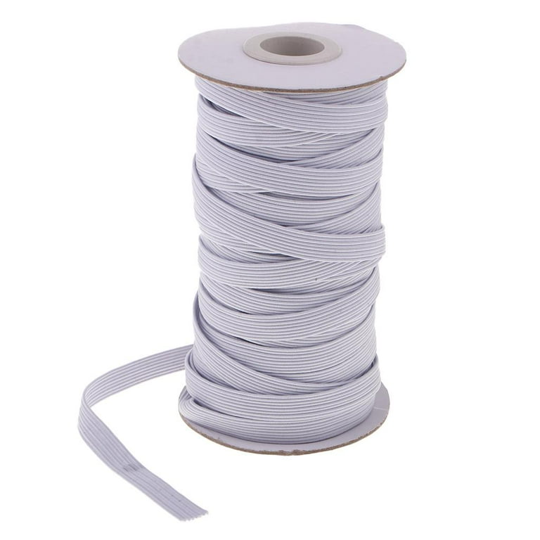 18.6 Yards Long Braided Elastic Cord Elastic Band Elastic Rope Heavy Stretch Knit Elastic Spool for Waistbands Necklines or Crafts 8mm Width White