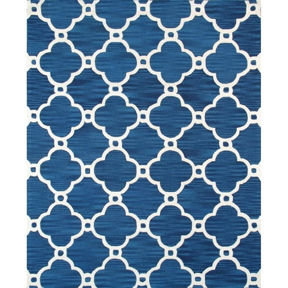 Pasargad Home Transitional 4' x 6' Hand-Tufted Lamb's Wool Navy/Ivory Rug - All Ages, Indoors