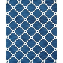 Pasargad Home Transitional 4' x 6' Hand-Tufted Lamb's Wool Navy/Ivory Rug - All Ages, Indoors