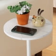 thumbnail image 3 of Small Round Coffee Table with Marble Base for Small Spaces, White, 3 of 5