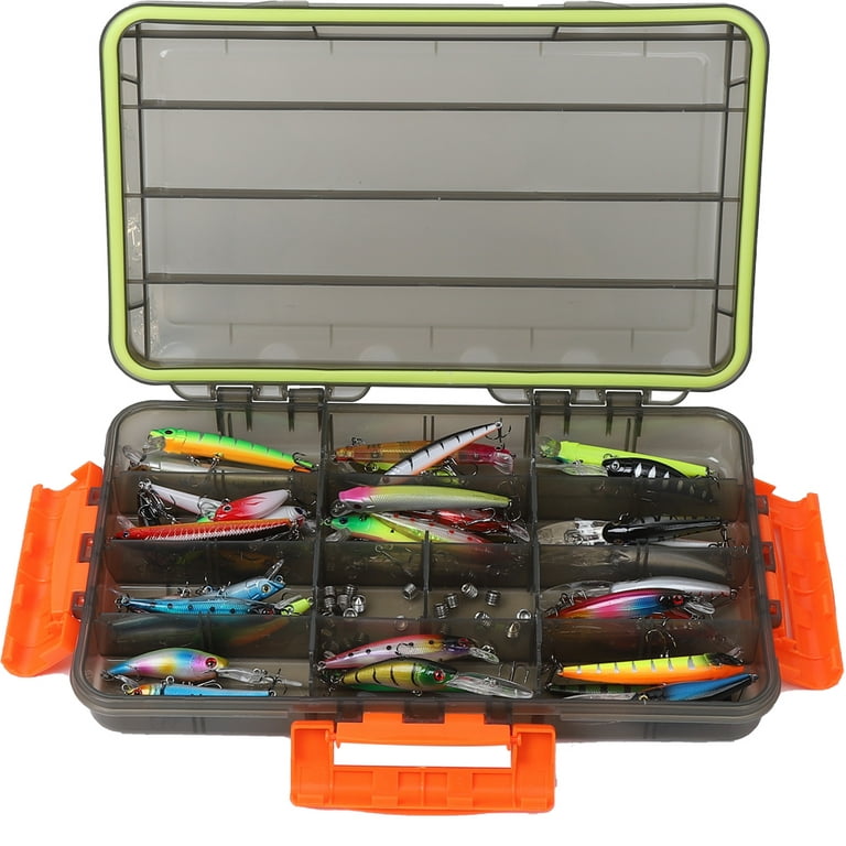 Mulanimo Waterproof Fishing Tackle Box 3-side Lock Tackle Trays Container  with Dividers Kayak Fishing Storage Box Lure Organizer 
