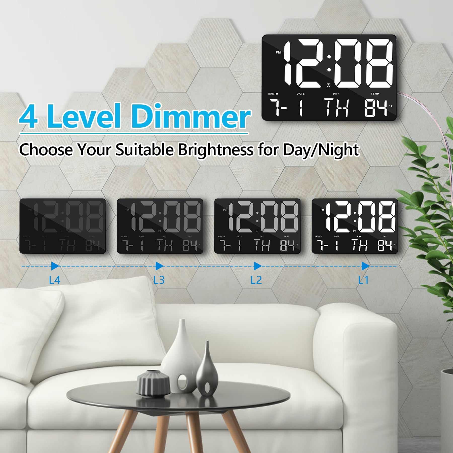 Buy Amgico Digital Wall Clock,11.4 Digital Clock Large Display with Remote  Control,Temperature,Calendar,12/24,Snooze,Adjustable Brightness,LED Large Alarm  Clock for Bedroom,Living Room, Seniors, Elderly Online at Low Prices in  India 