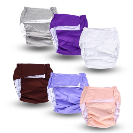Tbest 1PC New Adult Washable Adjuatable Cloth Diaper Breathable Incontinence Nappy Pants 6 Colors, Reusable Adult Diaper, Diaper