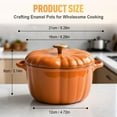 thumbnail image 3 of Pumpkin Dutch Oven Pot, 6.3 in 1.6 qt Pumpkin Dutch Oven, Heavy-Duty Enameled Cast Soup Pot with Lid for Stews, Casseroles, Baking, Halloween Thanksgiving Fall Decor Gift, 3 of 9