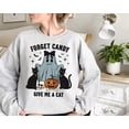 thumbnail image 3 of Forget Candy Give Me a Cat Halloween Sweatshirt for Women - Cute Ghost With Black Cats Pumpkin And Skull Graphic Sweatshirt, Cat Lover, 3 of 5