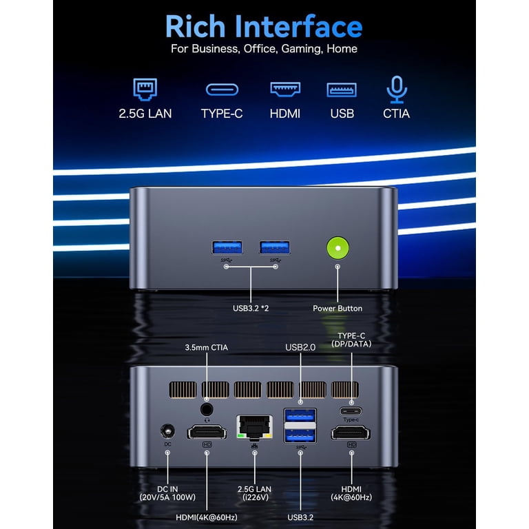 GMKtec Mini Gaming PC, Intel Core i7 12700H(up to 4.7GHz) , 16GB