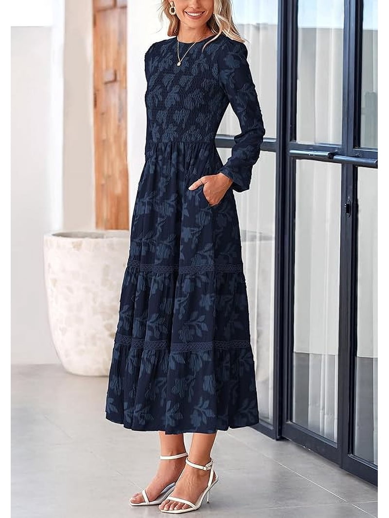 knee length dresses for ladies Floral Pure Silk Midi Dress Guest Party Silk Wrap Dresses Apricot / Xs main image 1