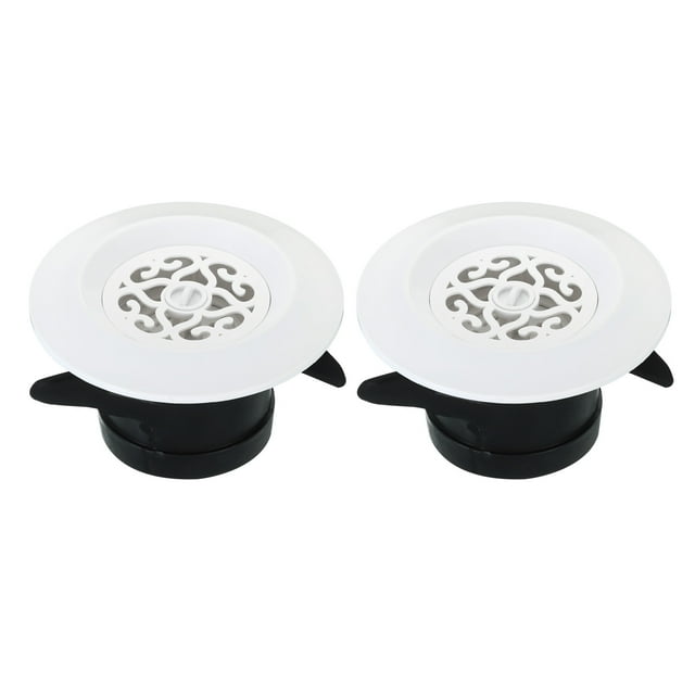 Unique Bargains Évent d'Air Rond de 3 Pouces 2 Pcs Diffuseur de Plafond Réglable Housse de Gril ABS Persiennes Évent de Soffite avec Écran Blanc