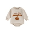 thumbnail image 2 of Elippeo Baby Girls Boys Sweatshirts Rompers 3 6 12 18 Months Halloween Clothes Letter Pumpkin Fuzzy Embroidery Long Sleeve Toddler Fall Bodysuits, 2 of 10