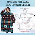 thumbnail image 4 of Oversized Wearable Blanket Hoodie,Blue and Orange Geometric Boho Pattern Sherpa Blanket Hoodie with Super Pockets,Super Warm Fuzzy Pullover for Women & Men, 4 of 6