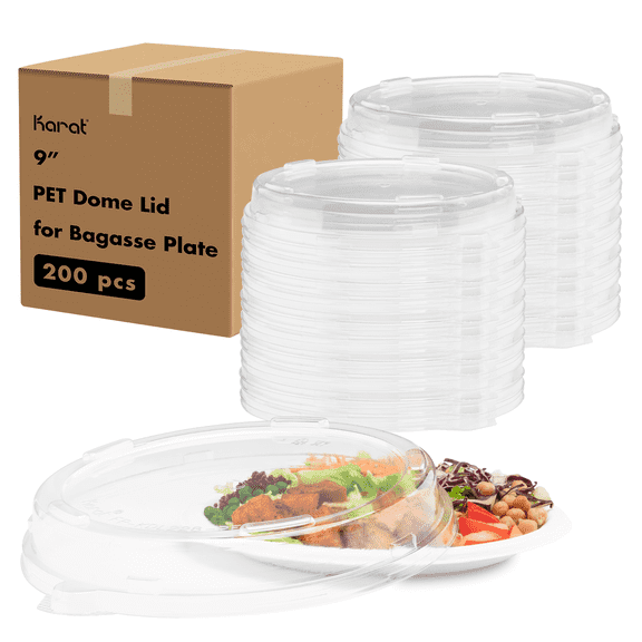 Karat PET Plastic Dome Lid for 9" Bagasse Plates - 200 ct