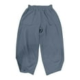 thumbnail image 4 of Pantalones harem holgados de pierna ancha para mujer - Cintura elástica, bolsillos laterales - Informales/playa/yoga - Tallas S-XL, 4 of 4