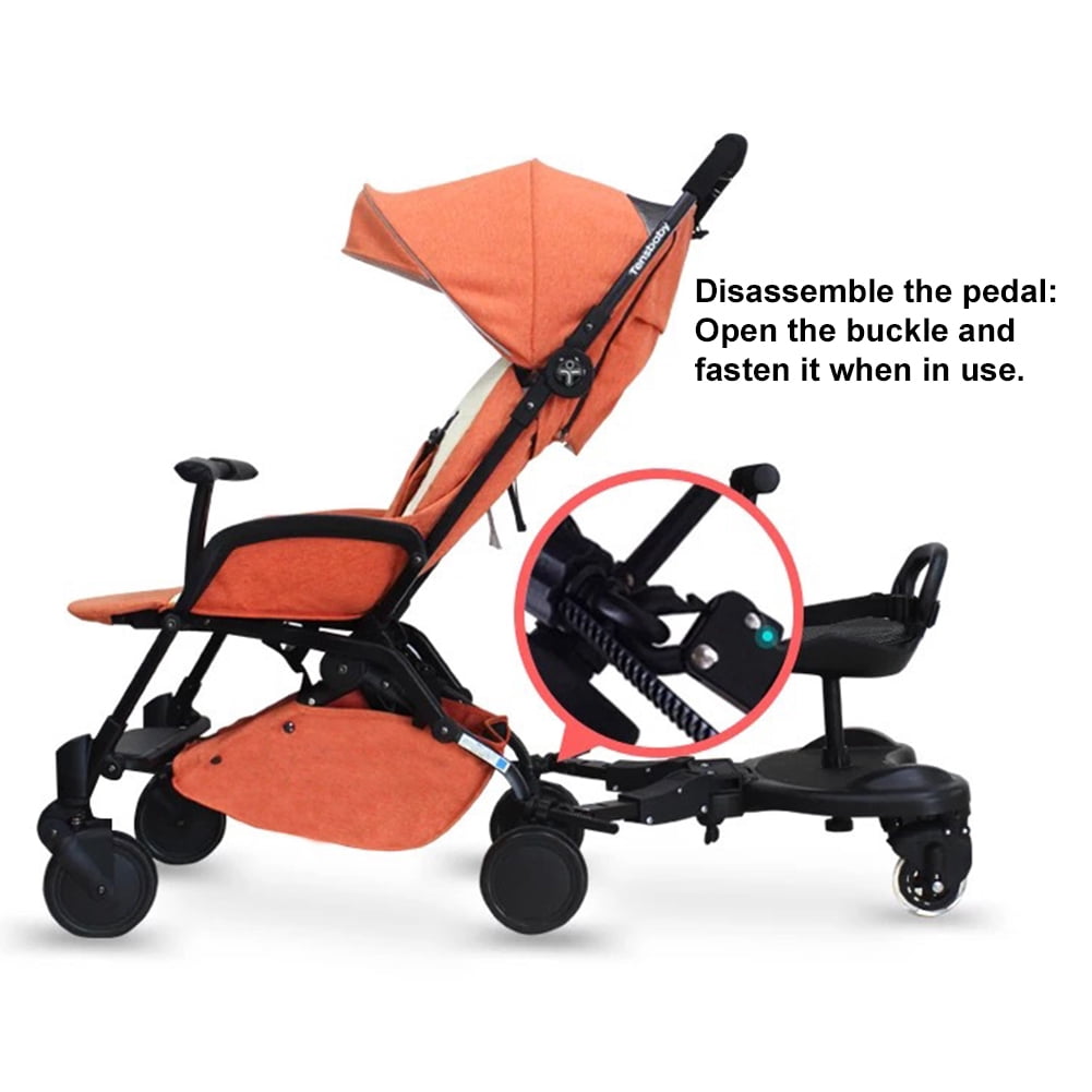 golytefs Universal Stroller Board Adapter 2-in-1 Non-Slip Adjustable Step Stand Ride-On Pedal Attachment with Detachable Seat Light-up Wheels Up to 55.11lbs