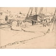 thumbnail image 2 of Sir Frank Short 24x19 Gold Ornate Framed and Double Matted Museum Art Print Titled - Seine Boats, St. Ives, Cornwall (1888), 2 of 4