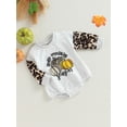 thumbnail image 4 of Newborn Baby Girls Sweatshirts Rompers Halloween Clothes Hello Pumpkin Season Print Leopard Long Sleeve Thanksgiving Fall Bodysuits, 4 of 9