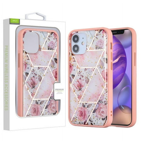 Airium Hybrid Case For Apple Iphone 12 Mini 5.4 - Roses Marbling Pink
