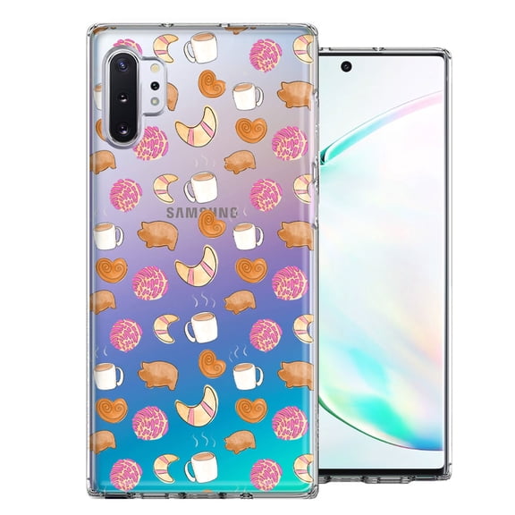 MUNDAZE for Samsung Galaxy Note 10 Plus Mexican Pan Dulce Cafecito Coffee Concha Polka Dots Double Layer Phone Case Cover