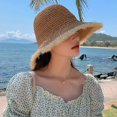 thumbnail image 2 of CoCopeaunts Floppy Straw Hat for Women Wide Brim Summer Handmade Woven Sun Hats UV Protection Breathable Beach Hat with Fringes, 2 of 8