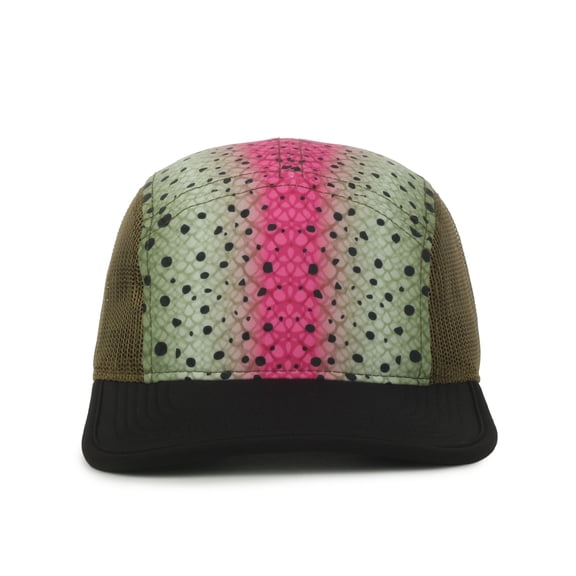 Outdoor Cap Fish Scale 5-Panel Unstructured Camper Hat – Sublimated Print Meshback Cap, One Size