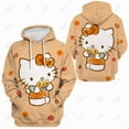 thumbnail image 4 of Hello Kitty Chandail à Capuchon Surdimensionné Y2k pour Femmes Automne Hiver Chandail en Molleton Noir Imprimé Graphique Anime Manches Longues Hauts Mode HOEMLIN, 4 of 7