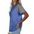 thumbnail image 5 of Women's Casual Raglan Shirt Short Sleeve Crew Neck T-shirts Colorblock Fashion Base Tee Shirt Summer Tshirts (M, Blue), 5 of 5