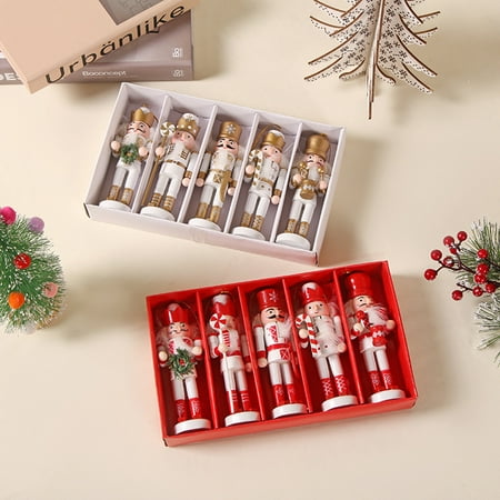 

Yirtree Nutcracker Suite 5 Pack 8.66 Inch Traditional Wooden Nutcracker Ornaments Festive Christmas Tree Décor