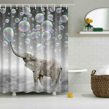 Polyester Fabric Shower Curtain Liner, Elephant Shower Curtain Setup