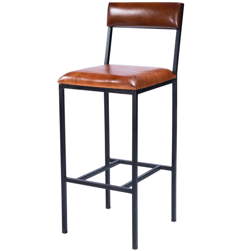 Beaumont Lane Rustic Industrial Leather, Leather And Metal Bar Stools
