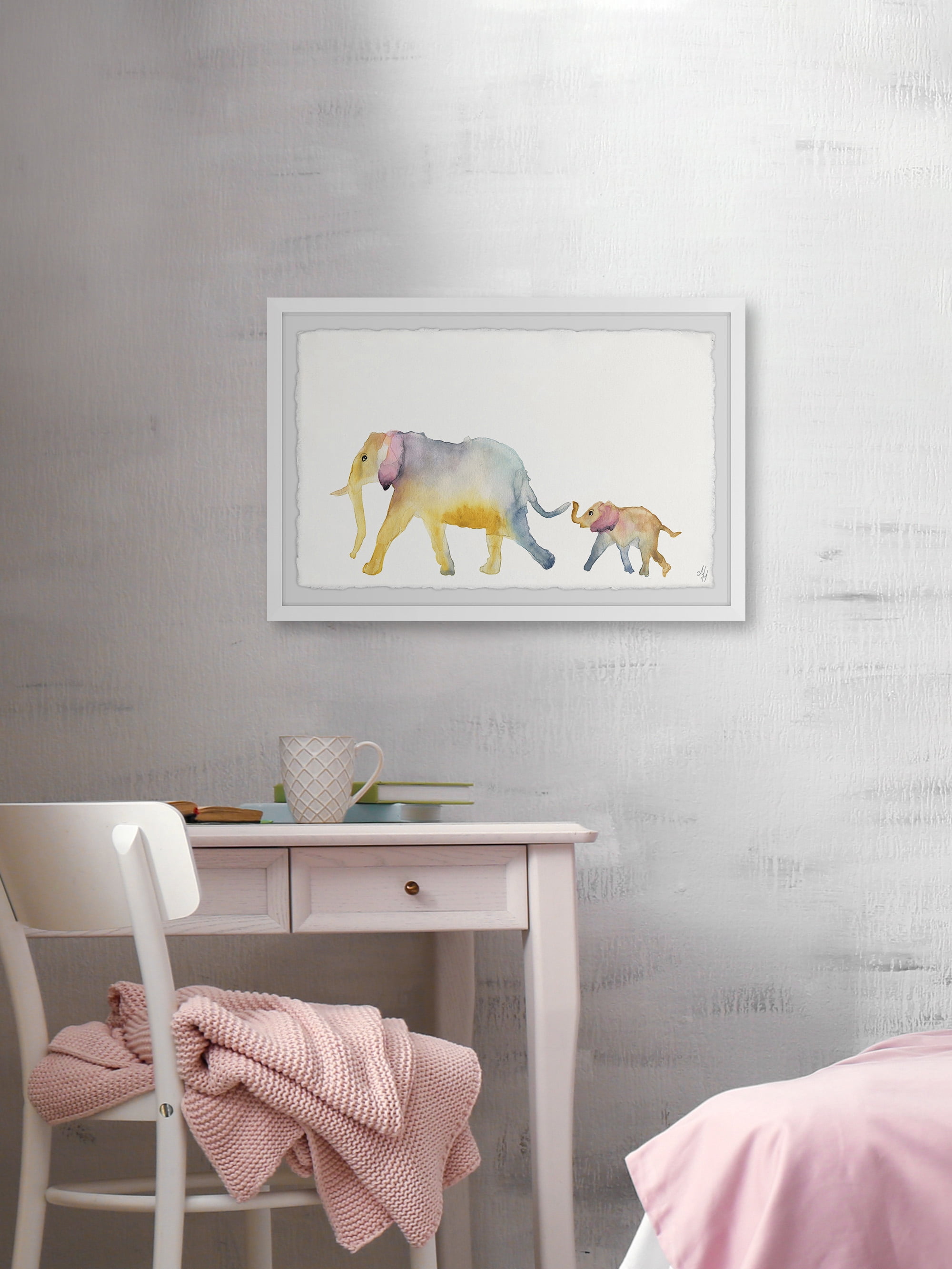 Marmont Hill Mom and Baby Elephant Framed Wall Art