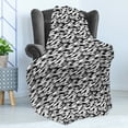 thumbnail image 4 of Retro Soft Flannel Fleece Throw Blanket, Bold Pattern with Thick Brushstrokes and Thin Stripes Monochrome, Cozy Plush for Indoor and Outdoor Use, 70" x 90", Black and White, by Ambesonne, 4 of 5