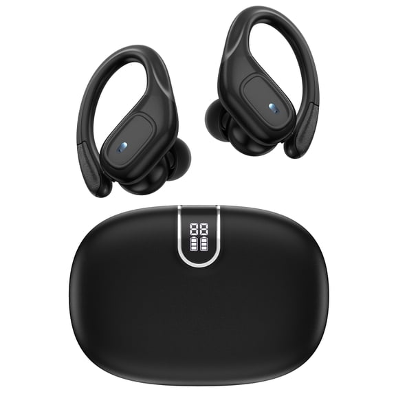 True Wireless Earbuds for Men & Women - In-Ear Headphones with LED Display, 75H Playtime, USB-C Charging, Sport-Focused Design, Includes Earbud Case, for THINK Technology, Semi-Open-Back, 5.5W