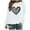White, variant on Women's Valentine's Day Sweatshirts Fashion Print Shirt Round Neck Long Sleeve Blouses Pullover Casual Sweatshirt Top