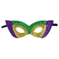 thumbnail image 2 of Lilgiuy Mardi Gras Face Mask Large Mardi Gras Mask Prop Mardi Gras Sequin Mask Masquerade Photo Props Mardi Gras Decorations for Dress-up Party Parade Carnival (Yellow,One Size), 2 of 2
