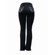 Jack David H&Y Rhinestone Studded Denim Bootcut Flap Pocket Jeans (Bootcut Black HY-383)